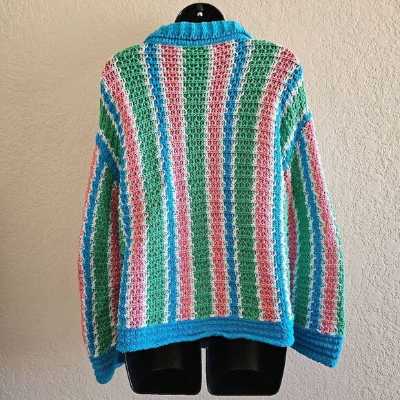 Zara Blogger's Favorite Striped Crocheted Cardigan - Picture 8 of 9